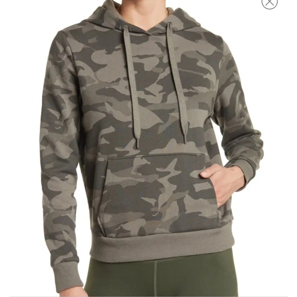 90 DEGREES BY REFLEX Juniors Sage Camo Hoodie Size L/XL